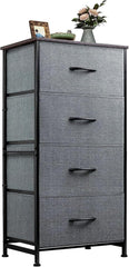 Dresser with 4 Drawers, Storage Tower, Organizer Unit, Fabric Dresser for Bedroom, Hallway, Nesting Tables, Entryway, Closets, Sturdy Steel Frame, Wood Top, Easy Pull Handle