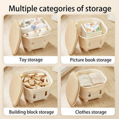 Children's Storage Stool,Multifunctional Kid Step Stool Foot stool,Cute Toy Box,Plastic Comfortable Seat Stool with ild for Living Room Bedroom Kitchen(Green)