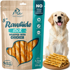 Dog Treats, Rawhide Sticks Wrapped with Chicken, 10 Count