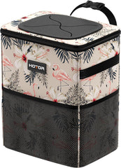 HOTOR Car Trash Can with Lid and Storage Pockets, 100% Leak-Proof Car Organizer, Waterproof Car Garbage Can, Multipurpose Trash Bin for Car - Black