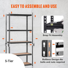 Heavy-Duty 5-Tier Adjustable Metal Storage Shelving Unit