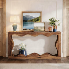 160cm Farmhouse Console Table with Storage, Couch Behind Sofa Table, Long Entryway Sofa Console, Narrow Hallway Stand for Living Room & Entryway