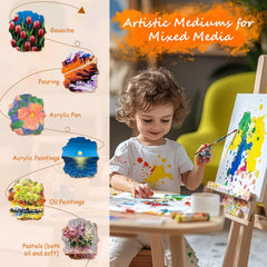 9Pcs Canvas and Easel Set, 10x10cm