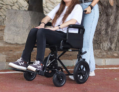 Folding Wheelchair Lightweight Transfer (Strong Steel Frame) Disabled Chair Adult Steel Transit