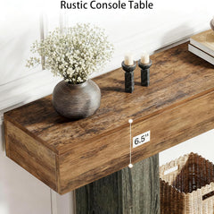 120cm Console Table, Rustic 2-Tier Entryway Table with U-Form Base, Slim Long Wooden Sofa Table for Behind Couch, Living Room, Hallway & Foyer