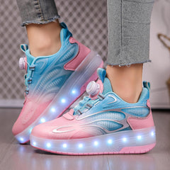 Kid Roller Skates Shoes Shoes with Wheels LED Light