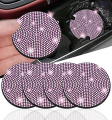 NBTEPEM 2pcs Bling Car Cup Holder Coaster, 2.75 inch Anti-Slip Shockproof Universal Fashion Coasters Insert Crystal Rhinestone Automotive Interior Accessories for Women (2 pcs, White)