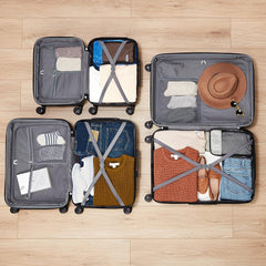 Amazon Basics 3-Piece Set Hardside Spinner-21/26/30 inch (55/68/78 cm) Material: ABS, Black