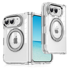 Cross-border application iPhoneDuo mobile phone case transparent magnetic 360 rotating bracket Apple 18 folding screen protective case