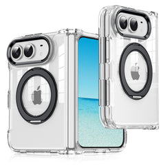 Cross-border application iPhoneDuo mobile phone case transparent magnetic 360 rotating bracket Apple 18 folding screen protective case