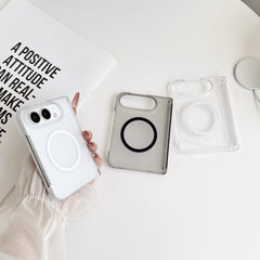 Suitable for apple iphone duo foldable screen magnetic phone case transparent frosted double center axis pc anti-fall protective cover