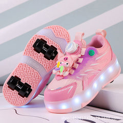 Skates Shoes Wings Luminous Four-wheel Pulley Skates Shoes