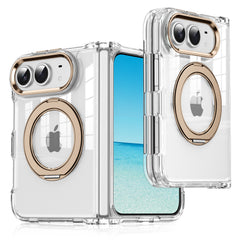 Cross-border application iPhoneDuo mobile phone case transparent magnetic 360 rotating bracket Apple 18 folding screen protective case
