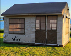 Camping Tent, Inflatable Tent, Portable and Waterproof, 5 Large Mesh Windows, Easy Up, Ventilation, Open Skylight, Outdoor Tents for 4-8 Person, for Family Hiking, Camping, Instant Tents（Khaki, Big）