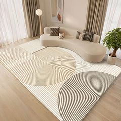 1 Pc Large Area Rug, Faux Cashmere Material With Cotton Backing, Machine Washable, Minimalist Geometric Line Pattern, Scandinavian And Bohemian Style, Soft And Comfortable Floor Mat, Non - Slip Water - Resistant Carpet, Foldable Rug - Nimall