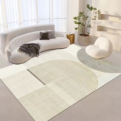 1 Pc Large Area Rug, Faux Cashmere Material With Cotton Backing, Machine Washable, Minimalist Geometric Line Pattern, Scandinavian And Bohemian Style, Soft And Comfortable Floor Mat, Non - Slip Water - Resistant Carpet, Foldable Rug - Nimall