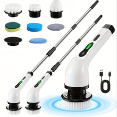 1 Set, Electric Spin Scrubber With 7 Replaceable Brush Head, Power Cordless Electric Cleaning Brush With Adjustable Long Handle, 2 Speeds, Rechargeable Shower Scrubber, For Bathroom, Kitchen, Bathtub, Tile, Shower, Car, Cleaning Supplies - Nimall