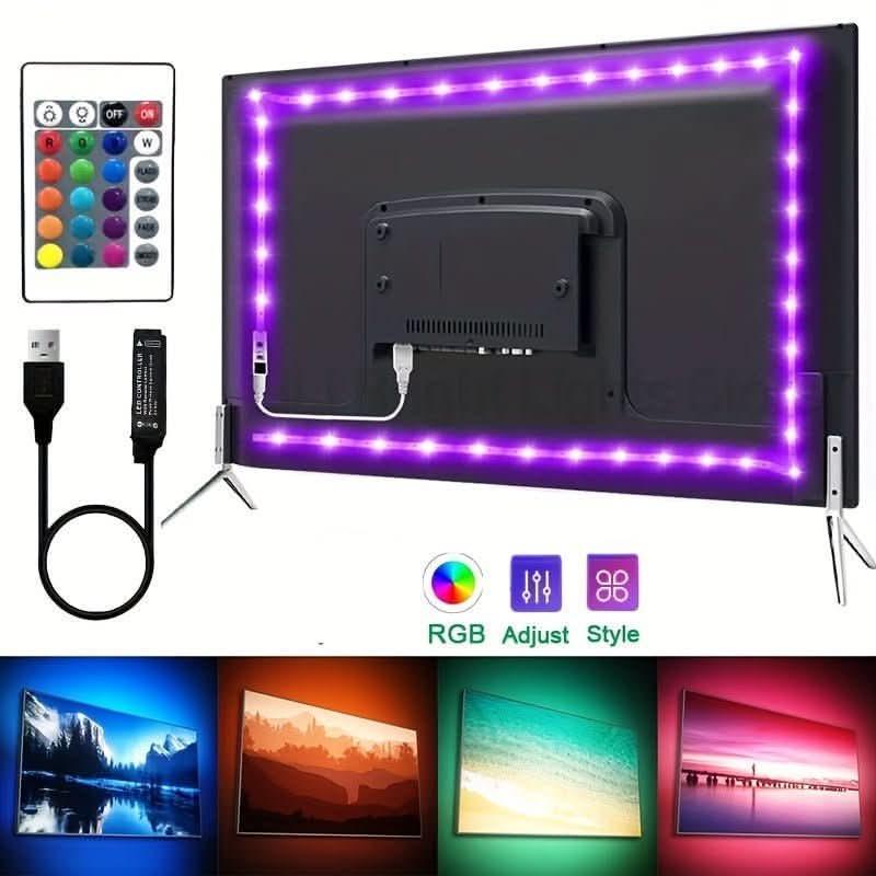 1 Set Flexible Color LED Decorative Strip Light, 24 Key Remote Control 5V USB Power Supply Back Adhesive Edge Lights, Light And Easy To Install, Computer, TV, Cabinet Decoration Eid Al - Adha Mubarak - Nimall