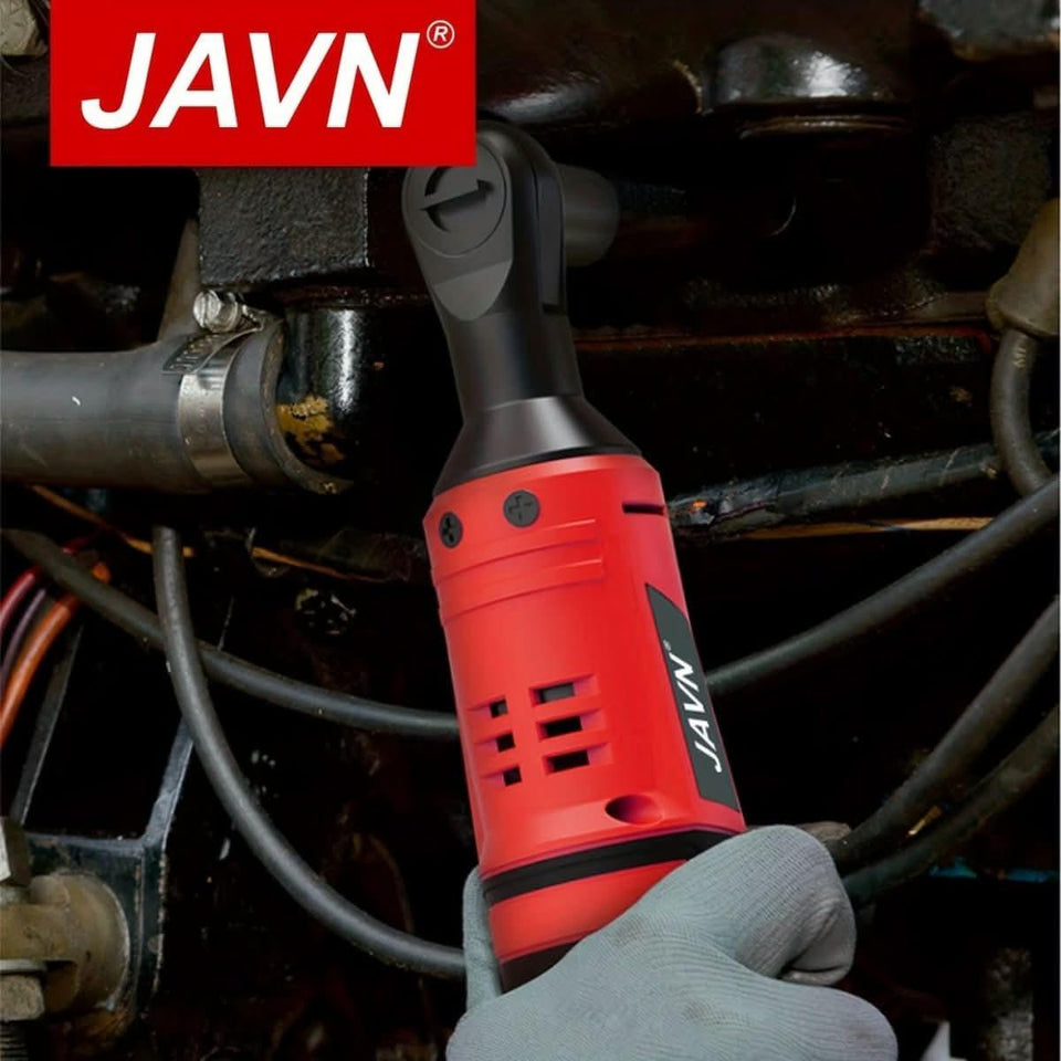 1 Set JAVN 12V Cordless Electric Wrench, 45NM 3/8'' Ratchet Wrench, Removal Screw Nut Car Repair Tools, Right Angle Wrench, Power Tool - Nimall