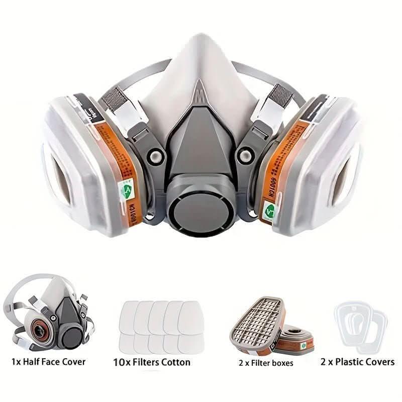1 Set Upgraded Reusable Respirator Kit, Half Face Cover Gas Mask With ...