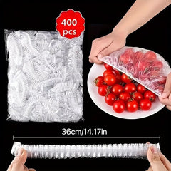 100pcs/400pcs Disposable Elastic Food Covers, Plastic Seal Elastic Adjustable Bowl Covers, Universal For Covering Food, Kitchen Supplies - Keep Your Leftovers Fresh And Safe - Nimall