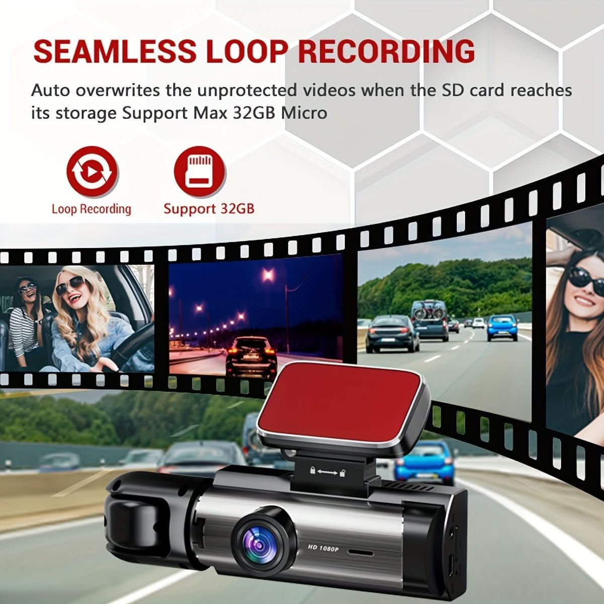 1080P Dual Camera Dash Cam For Cars With IR Night Vision - Nimall