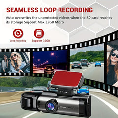 1080P Dual Camera Dash Cam For Cars With IR Night Vision, Loop Recording, And Wide Angle Lens - 8.03 Cm IPS Screen - Nimall