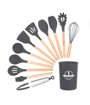 11 - Piece Cooking Utensils Set With Handles Black/Brown 11.93inch - Nimall