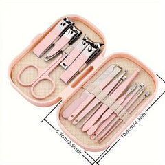 14 - Piece Stainless Steel Manicure & Pedicure Kit with Modern Style Concave Edge Clippers & Grooming Tools, Includes Portable Storage Case - Unscented Nail Care Set for Men & Women - Nimall