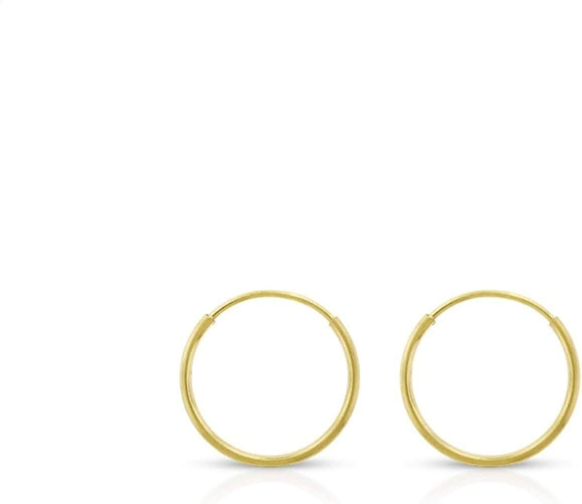 14k Solid Gold Endless Hoop Earrings, 14k Gold Thin Hoop Earrings Cartilage Earrings AL056 - Nimall