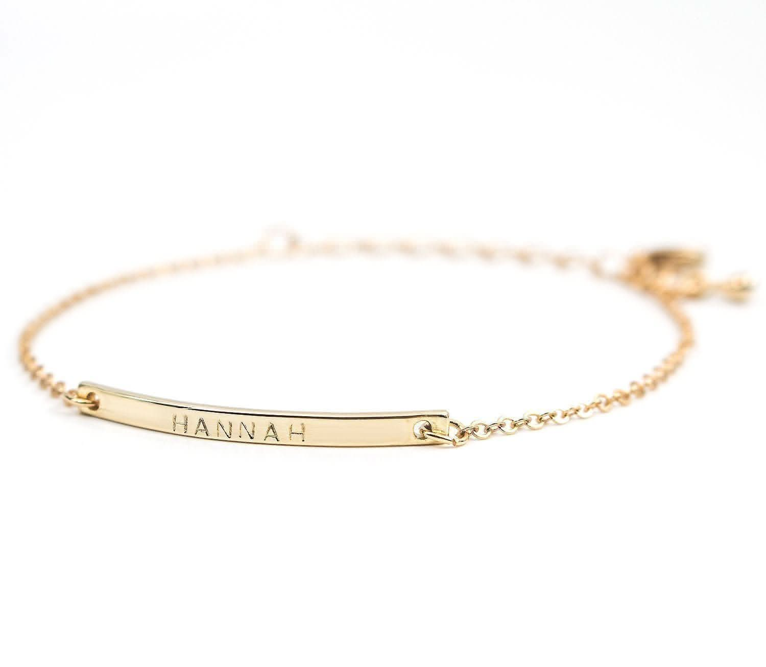 16K Gold Your Name Bar Bracelet - Personalized Gold Plated bar AL076 - Nimall