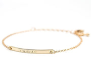 16K Gold Your Name Bar Bracelet - Personalized Gold Plated bar AL076 - Nimall