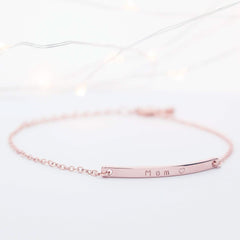 16K Gold Your Name Bar Bracelet - Personalized Gold Plated bar AL076 - Nimall