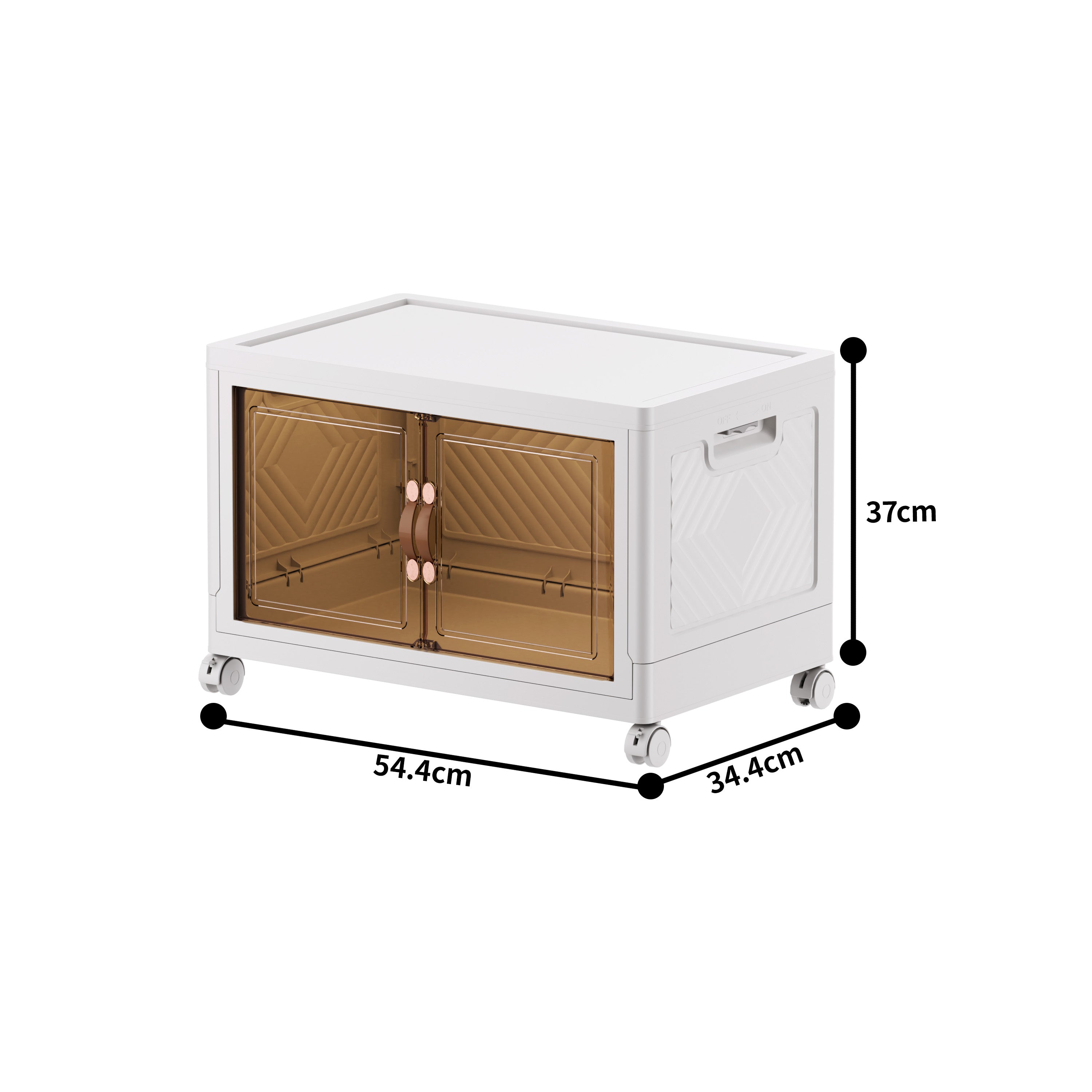 【KSA STOCK】Foldable plastic storage box with wheels and doors, one shelf, medium size, 36*55cm  NK007