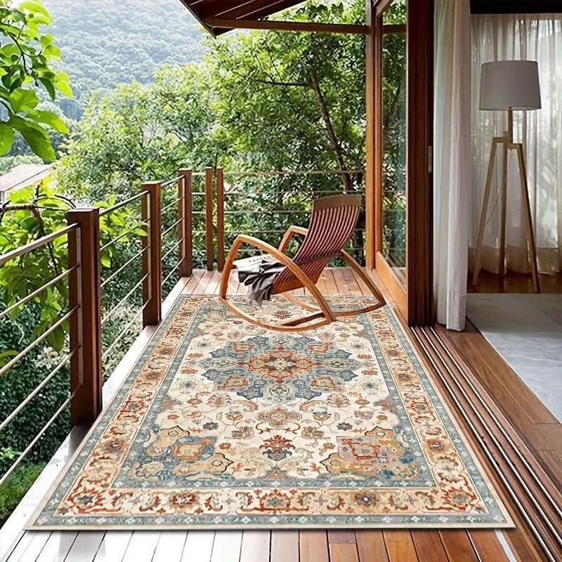 1pc Boho Area Carpet, Machine Washable, Vintage Oriental Distressed Non - Shedding Living Room Bedroom Dining Home Office Rug, Large Floor Carpet, Aesthetic Room Decor, Home Decor - Nimall