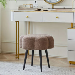 1pc Cloud Pattern Ottoman Stool, Faux Lamb Wool Makeup Vanity Stool, Luxurious Cloud Shaped Footstool, Durable Stool With Metal Legs, Ideal Home Supplies, Home Decorations - Nimall