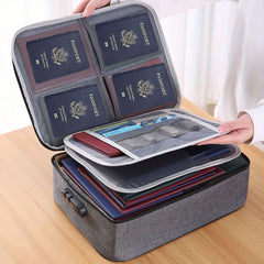 1pc Document Bag With Combination Lock, 3 - Layer File Storage Case With Zipper, Organizer Bag For Laptop, Files - Nimall