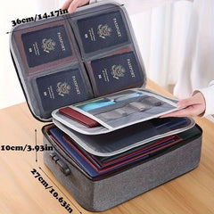 1pc Document Bag With Combination Lock, 3 - Layer File Storage Case With Zipper, Organizer Bag For Laptop, Files - Nimall