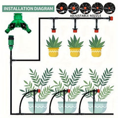 1pc Garden Irrigation Set DIY Greenhouse DIY Drip Irrigation System Automatic Watering Garden Hose Micro Drip Watering Kits With Adjustable Drippers, 15 - 30m - Nimall