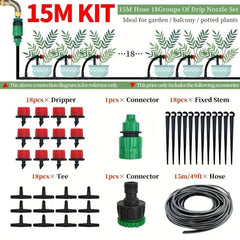 1pc Garden Irrigation Set DIY Greenhouse DIY Drip Irrigation System Automatic Watering Garden Hose Micro Drip Watering Kits With Adjustable Drippers, 15 - 30m - Nimall