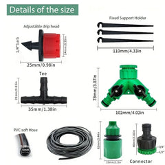 1pc Garden Irrigation Set DIY Greenhouse DIY Drip Irrigation System Automatic Watering Garden Hose Micro Drip Watering Kits With Adjustable Drippers, 15 - 30m - Nimall