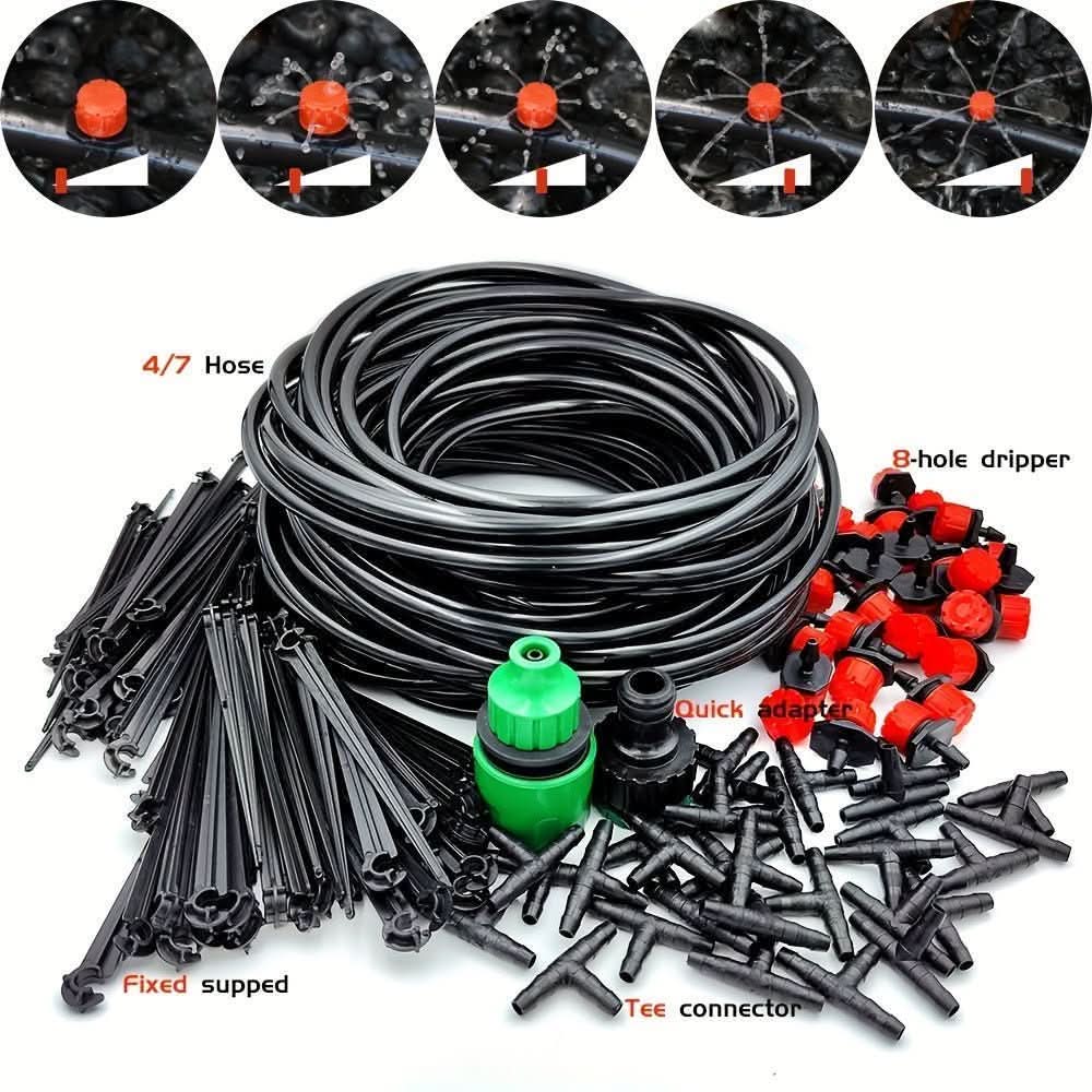 1pc Garden Irrigation Set DIY Greenhouse DIY Drip Irrigation System Automatic Watering Garden Hose Micro Drip Watering Kits With Adjustable Drippers, 15 - 30m - Nimall