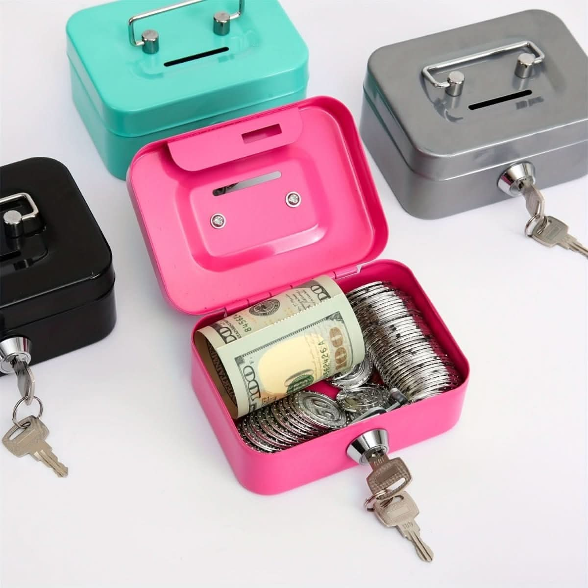 1pc Metal Keylock Storage Box, Money Box, Adult Deposit Box, Coin Deposit Box, Adult Deposit Box, Deposit Box, Cash Register 4.5 * 3.8* 2.3"/11.5 * 9.9 * 5.8cm - Nimall