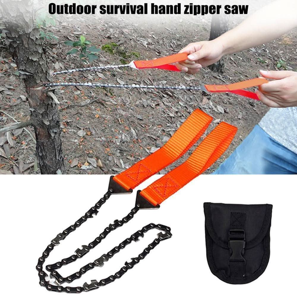 1pc Pocket Chainsaw, Outdoor Survival Hand Chainsaw, Survival Gear, Manual Hand Steel Rope Chain Saw, Emergency Kit - Nimall