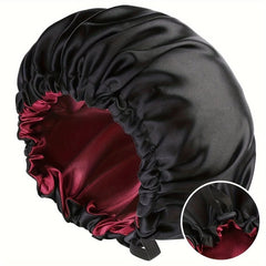 1pc Satin Bonnet Sleep Cap Large Double Layer Reversible Adjustable Night Sleeping Turban Hat Hair Wrap Head Cover Reusable Nightcap For Women - Bathroom Accessories - Nimall