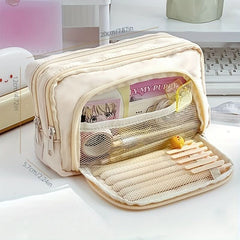 1pc Stationery Bag, Pencil Case, Large Capacity Pencil Case, Handheld Pencil Case, Stationery Box, Cosmetics, Portable Gifts, Suitable For Office, School, Youth, Girls, Boys, Men, Women, Adults - Nimall