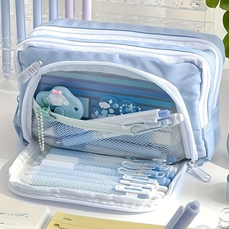 1pc Stationery Bag, Pencil Case, Large Capacity Pencil Case, Handheld Pencil Case, Stationery Box, Cosmetics, Portable Gifts, Suitable For Office, School, Youth, Girls, Boys, Men, Women, Adults - Nimall