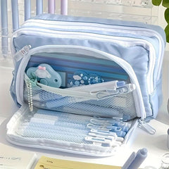 1pc Stationery Bag, Pencil Case, Large Capacity Pencil Case, Handheld Pencil Case, Stationery Box, Cosmetics, Portable Gifts, Suitable For Office, School, Youth, Girls, Boys, Men, Women, Adults - Nimall