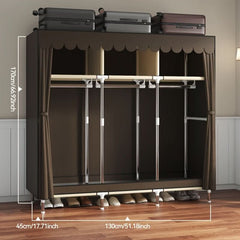 1pc Sturdy Closet Organizer With Steel Frame, Large Capacity With 6 Shelves And 3 Hanging Rods, Compact And Easy Assembly, Space - Saving Storage Cabinet - Nimall