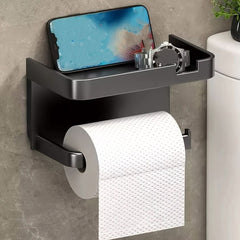 1pc Toilet Paper Box, Roll Tissue Holder Rack With Phone Holder, Roll Paper Dispenser, Household Washroom Free Punching Wall Hanging Paper Holder - Nimall